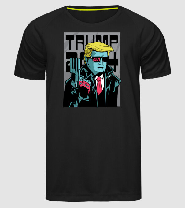 Trump Terminator 2024 model negru pe tricou