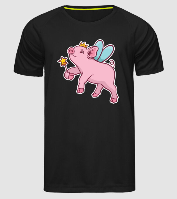 Porcușor zână model negru pe tricou