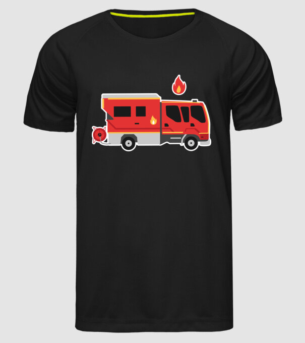 Mașină de pompieri model negru pe tricou