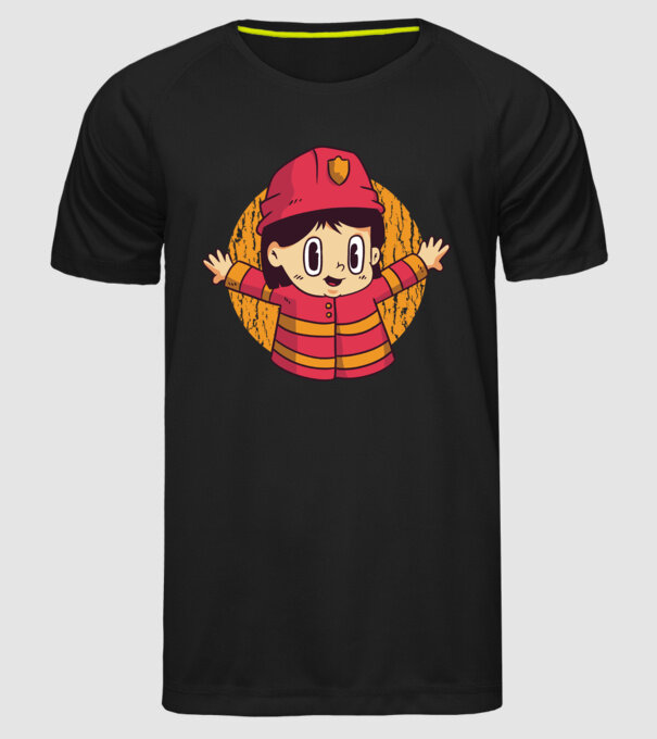 Pompier copil model negru pe tricou
