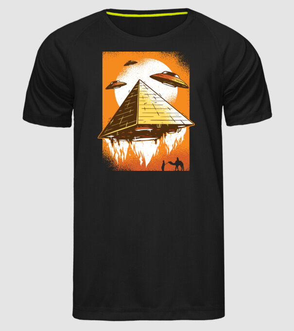OZN Piramidă Alien model negru pe tricou
