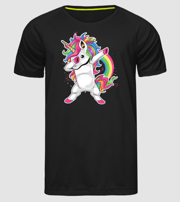 Unicorn Dab model negru pe tricou