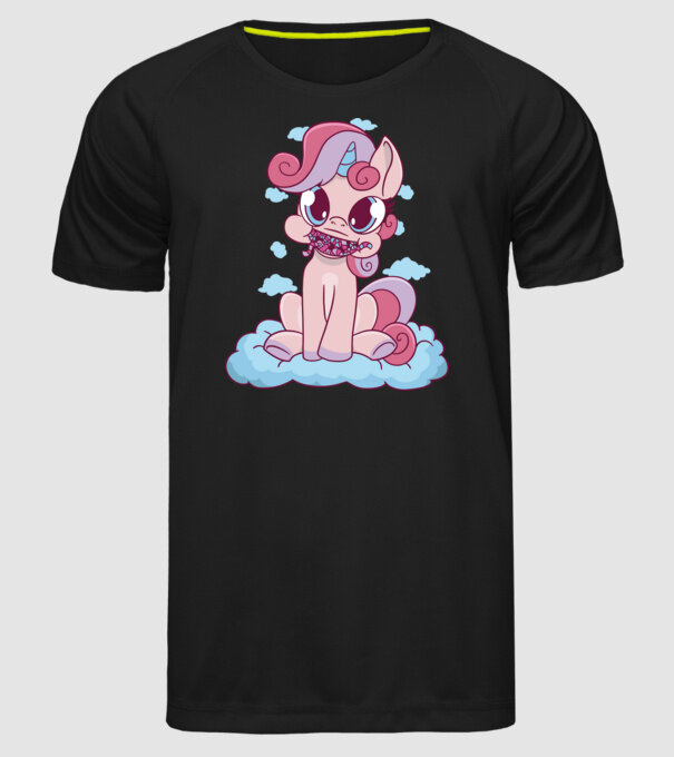 Unicorn cu bomboane model negru pe tricou