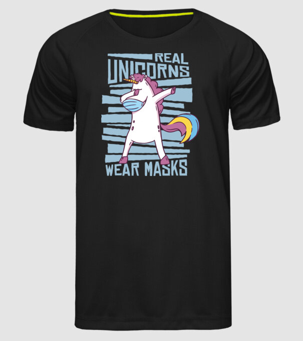 Unicorn DAB Mască model negru pe tricou