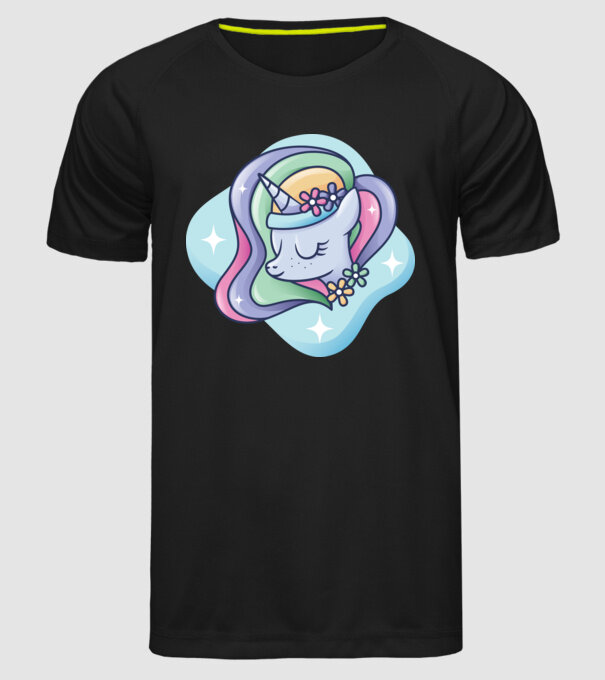 Cap de unicorn model negru pe tricou
