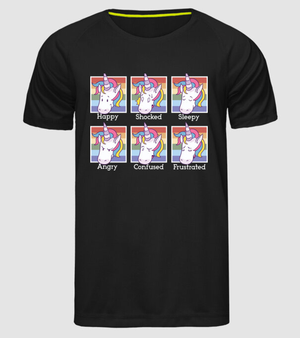 Capete de unicorn model negru pe tricou