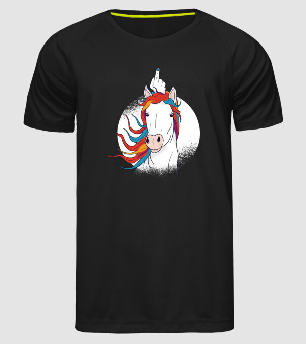 Unicorn Fuck Off model negru pe tricou