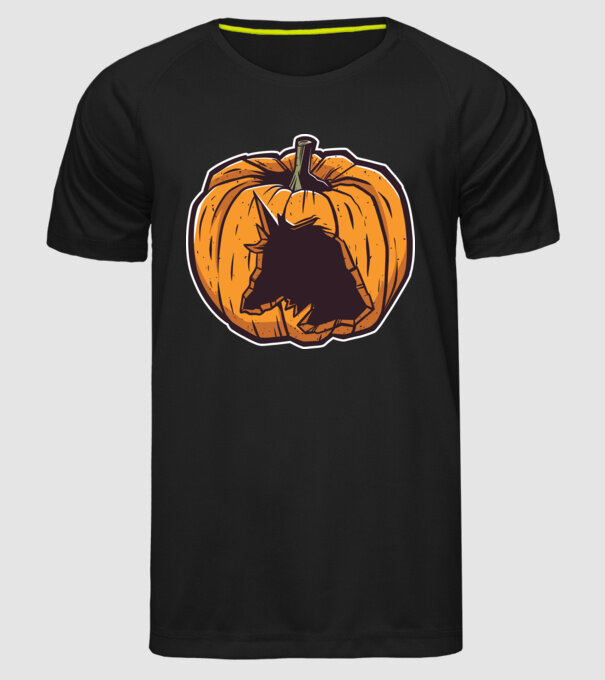 Dovleac de Halloween Unicorn model negru pe tricou