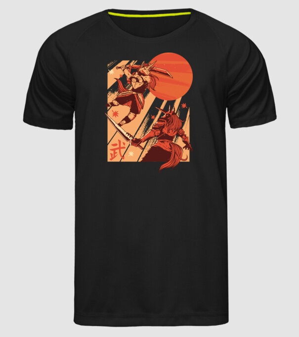 Unicorn Războinic model negru pe tricou