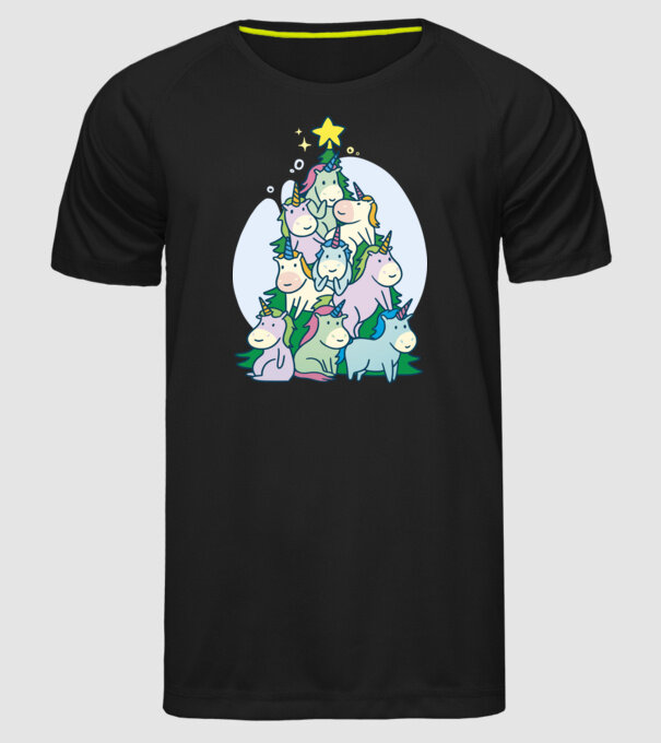 Unicorn pom de Crăciun model negru pe tricou