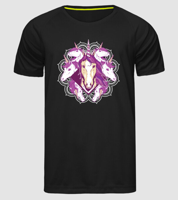 Unicorn Mandala model negru pe tricou