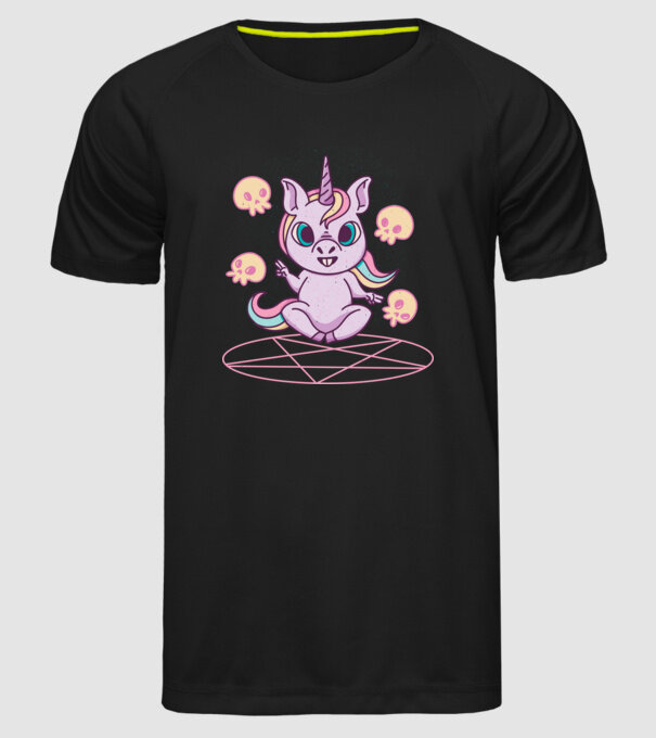 Unicorn invocare model negru pe tricou