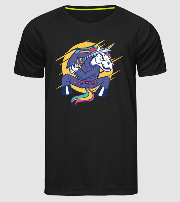 Unicorn Ninja model negru pe tricou