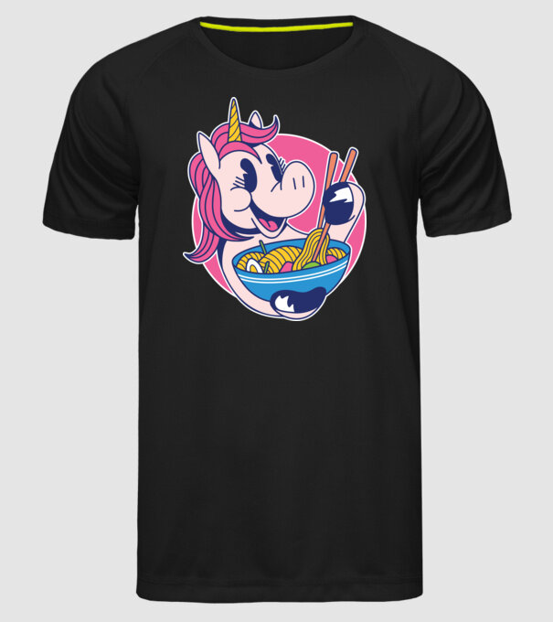 Unicorn Ramen model negru pe tricou