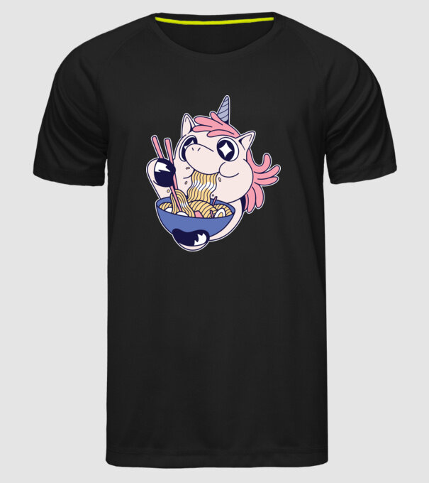 Unicorn Ramen model negru pe tricou
