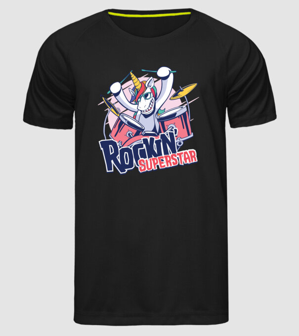 Unicorn Star rock model negru pe tricou