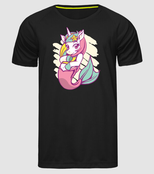 Unicorn Sirenă model negru pe tricou