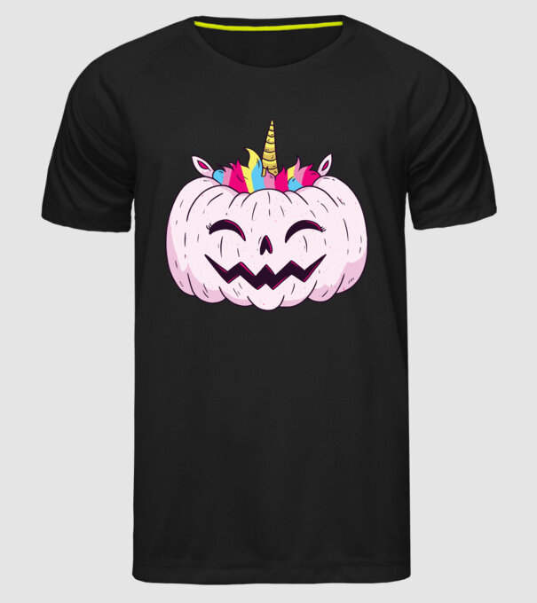 Unicorn Dovleac Halloween model negru pe tricou