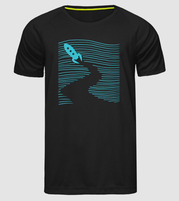 Navă spațială model negru pe tricou