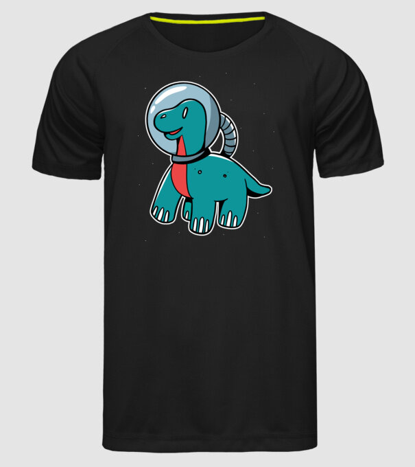 Dinozaur Astronaut model negru pe tricou