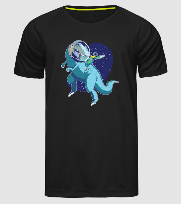 Astronaut Dinozaur T rex model negru pe tricou
