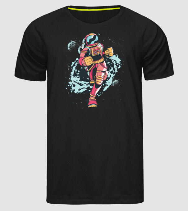 Alergare Astronaut model negru pe tricou