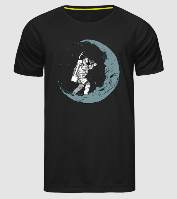Astronaut pe Lună model negru pe tricou