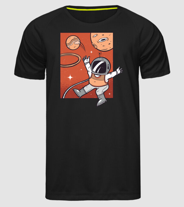 Astronaut Baschetbalist model negru pe tricou