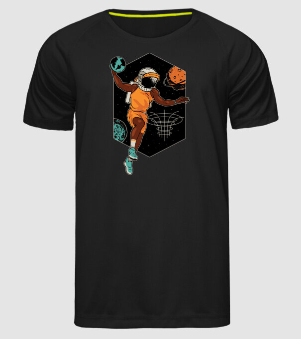 Astronaut Baschetbalist model negru pe tricou