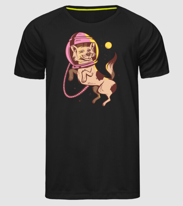 Câine Astronaut model negru pe tricou