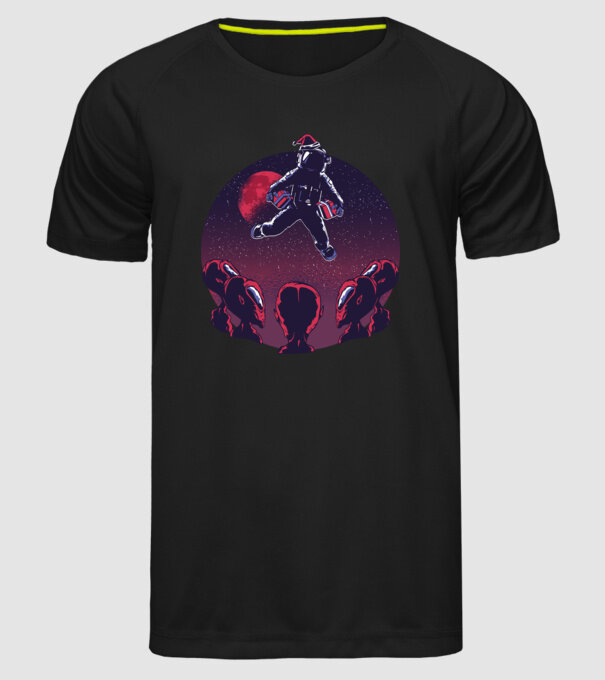 Moș Crăciun Astronaut model negru pe tricou