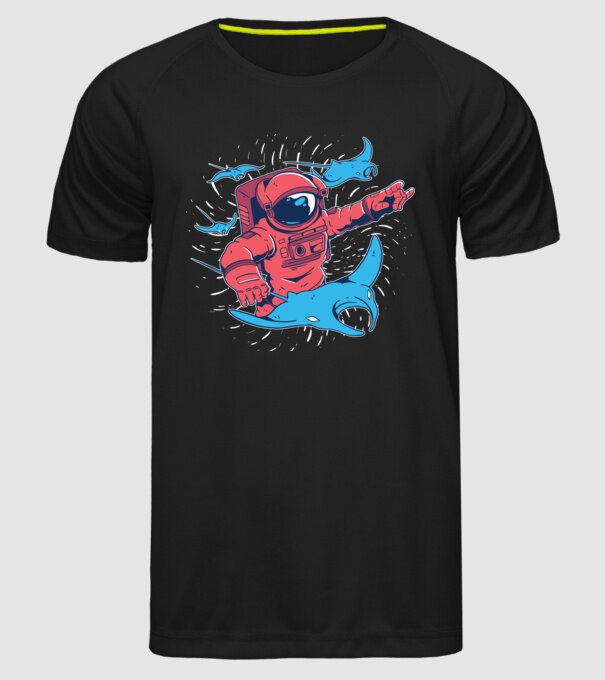 Diavol de mare gigant Astronaut model negru pe tricou