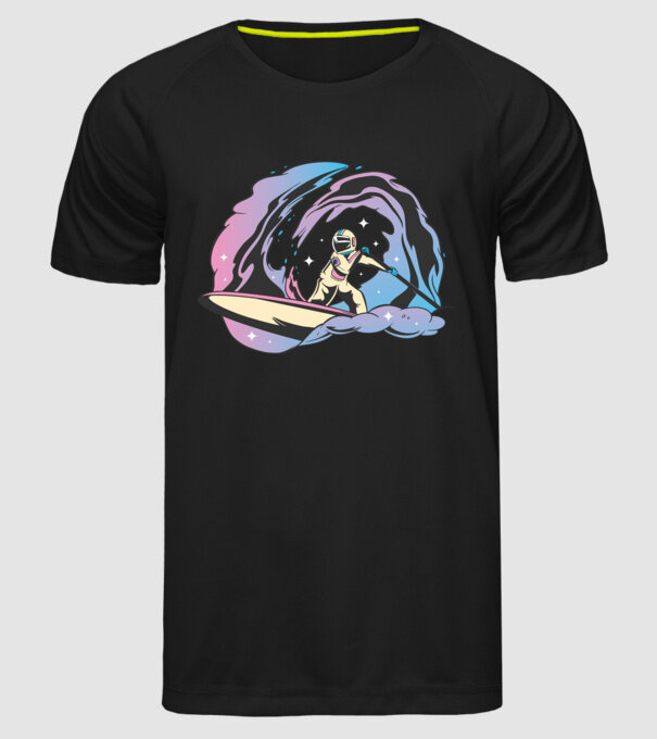 Surf Astronaut model negru pe tricou