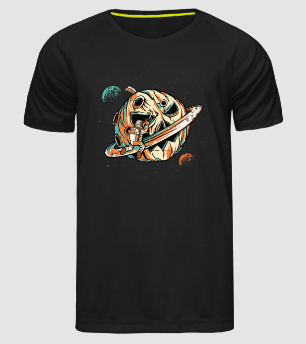 Astronaut cap de dovleac de Halloween model negru pe tricou