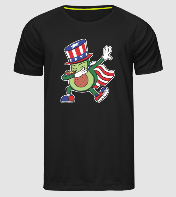 SUA Avocado DAB model negru pe tricou