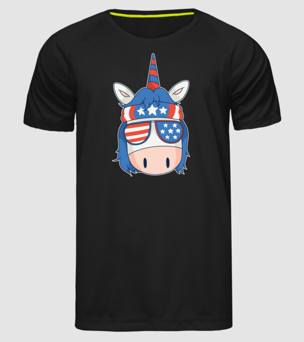 SUA unicorn model negru pe tricou