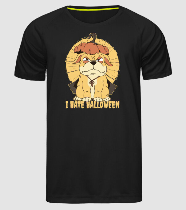 Urăsc Halloween cu câine model negru pe tricou