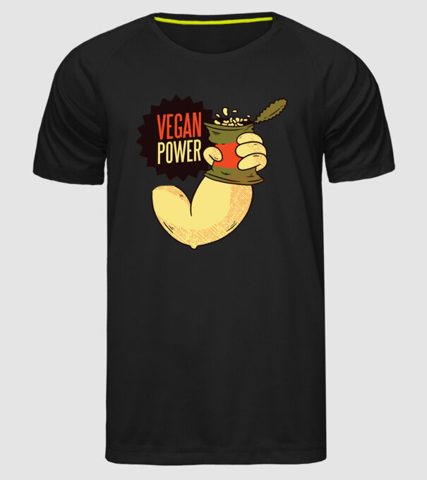 Putere vegan model negru pe tricou