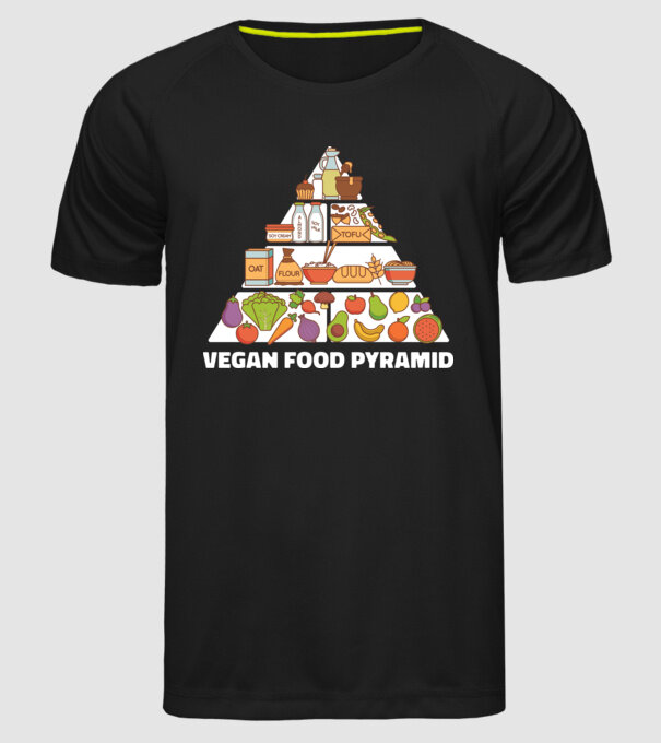 Piramidă vegan model negru pe tricou