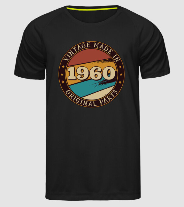 Vintage Made in 1960 Original Parts Retro Birthday model negru pe tricou