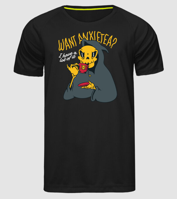 Want Anxietea? model negru pe tricou