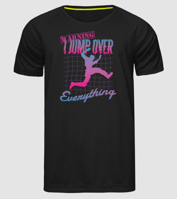 Warning I Jump over everything Parkour model negru pe tricou
