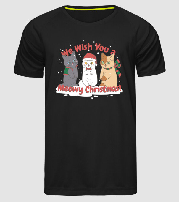 We wish You a Meowy Christmas model negru pe tricou