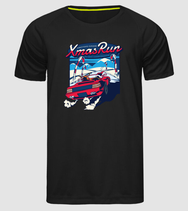 Xmas Outrun Retro Jucărie Crăciun model negru pe tricou