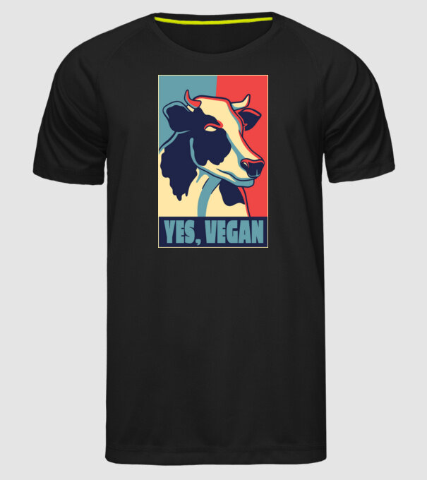 Yes, Vegan model negru pe tricou