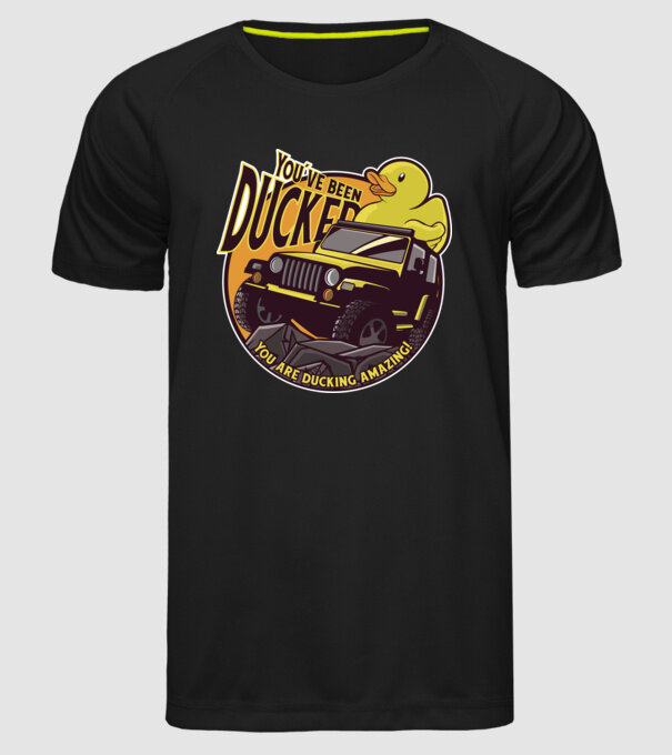 'You''ve been ducked - Off road SUV' model negru pe tricou