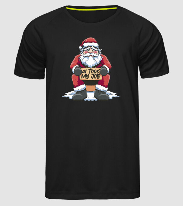 AI took my job Santa model negru pe tricou
