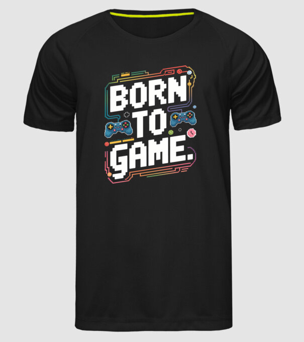 Born to Game Pixel Negru model negru pe tricou