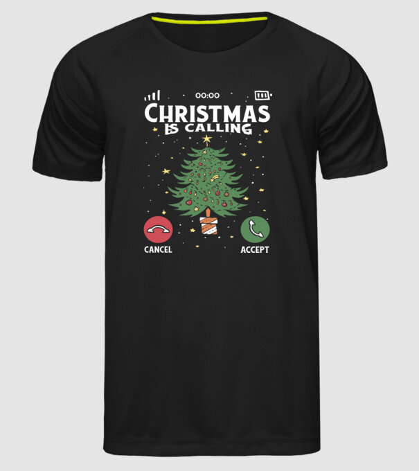 Christmas is calling model negru pe tricou