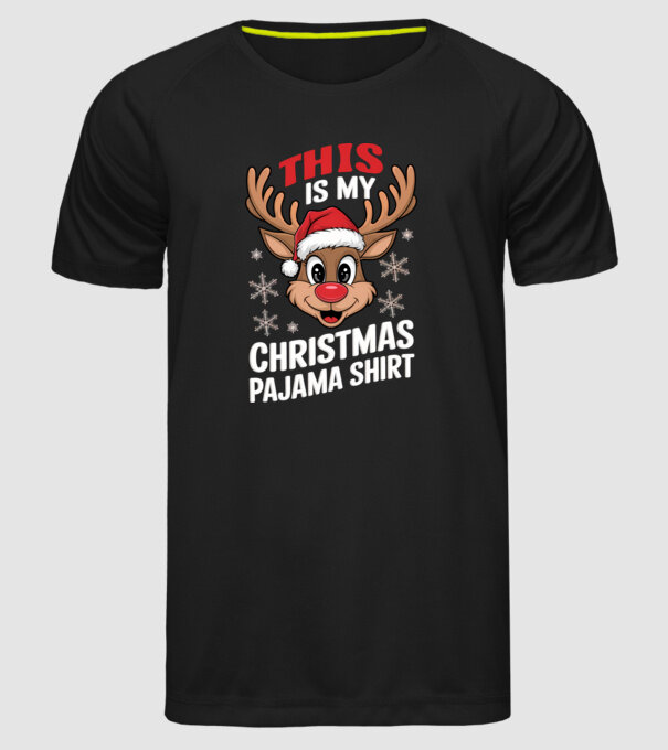 Christmas Pajama Reindeer Negru model negru pe tricou